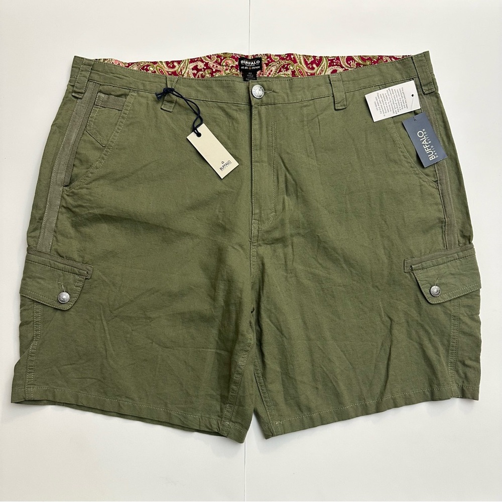 BUFFALO Cotton Linen Blend Green 7-Pocket Men's 7" Cargo Shorts Size 40